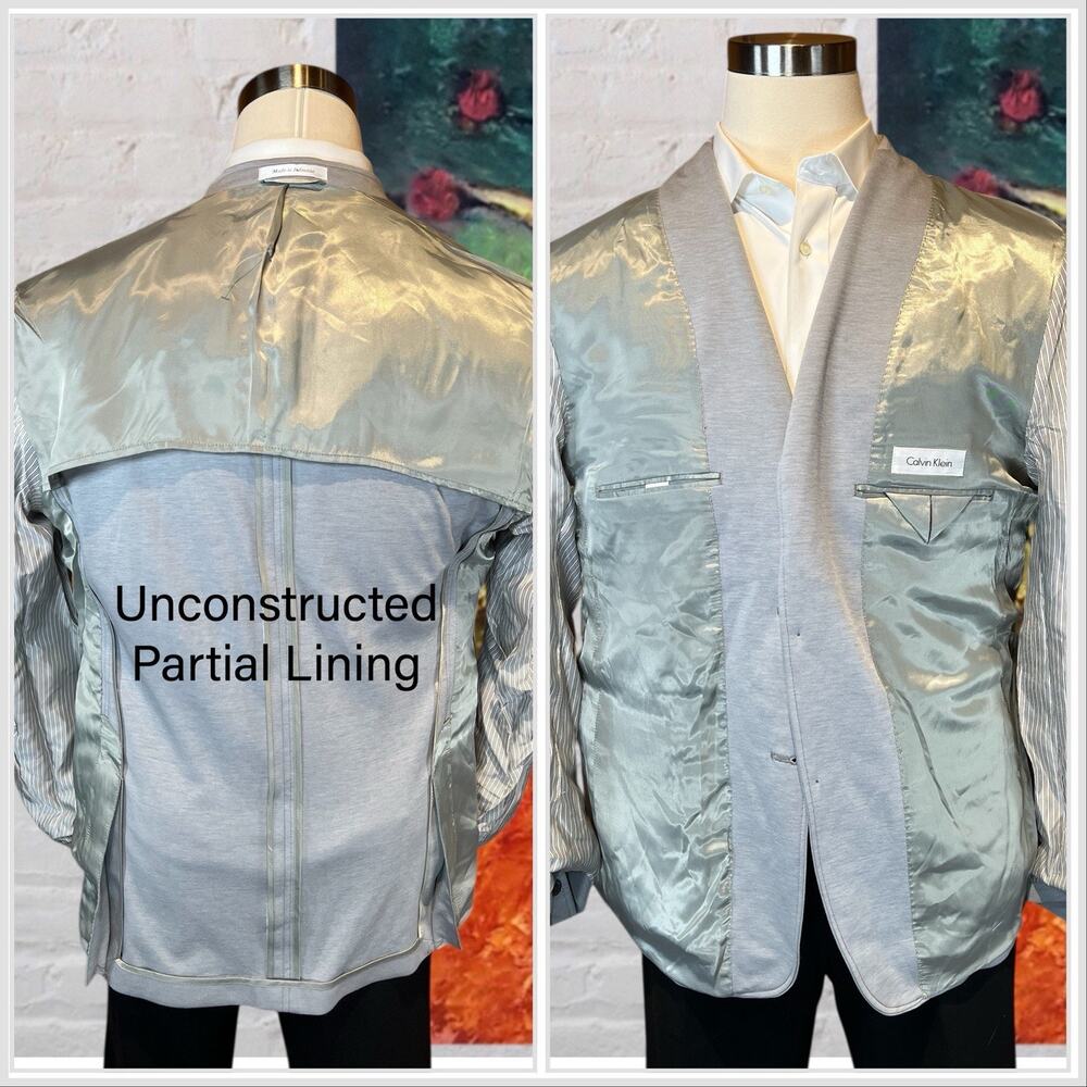 New Calvin Klein 44-46R Mens Heathered Gray Cotton Blend Casual Blazer 1/4 Lined - Picture 10 of 15